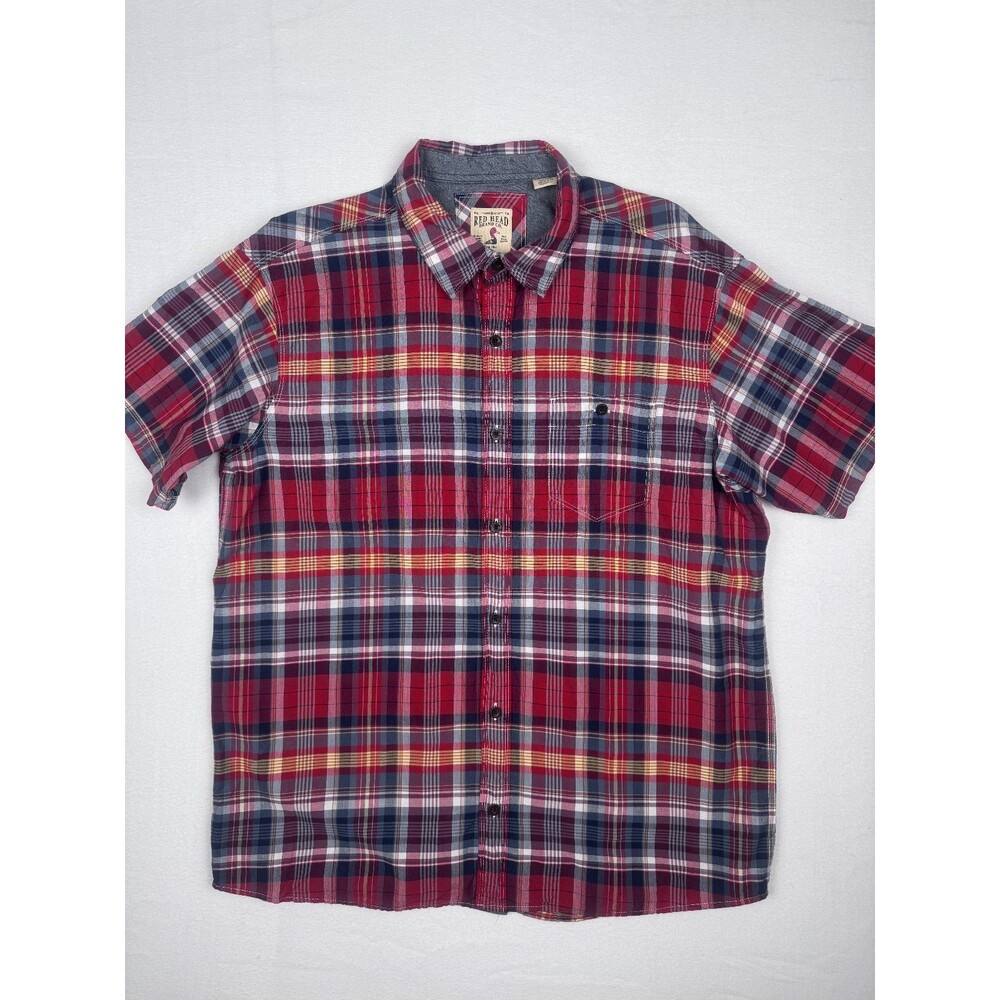 Red Head Brand Co Men's Short Sleeve Button Up Plaid X Large 100% cotton